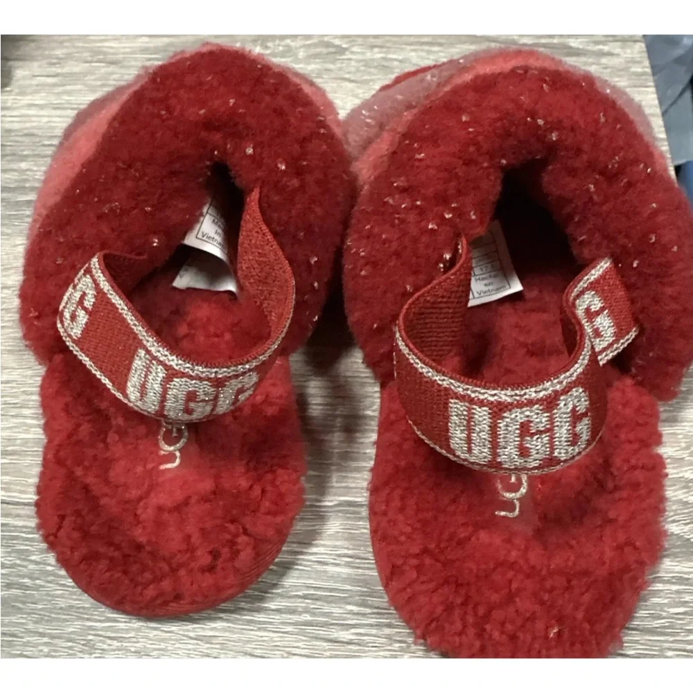 UGG Fluff Yeah Metallic Sparkle Multi Youth/Kids SLIPPERS Sz 11‎